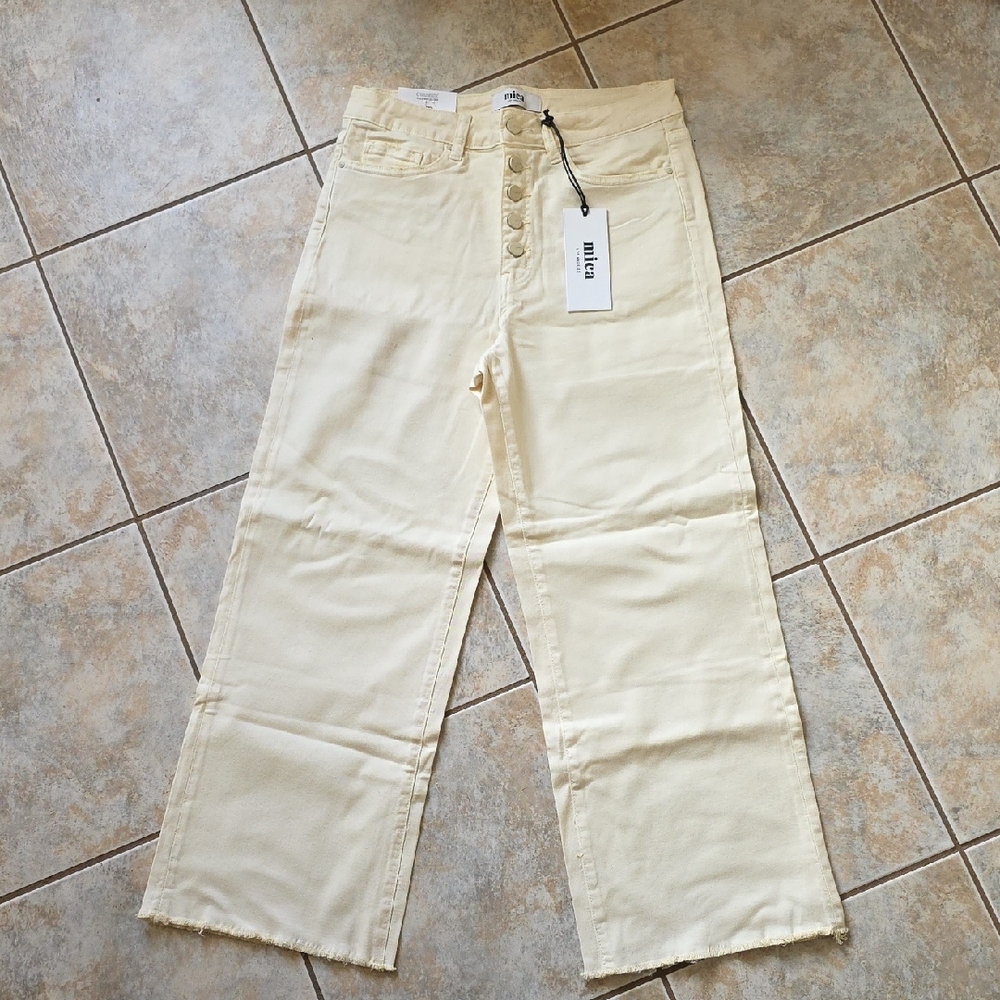 MiH Jeans Women's Wide Leg High-Rise Jeans in Cream